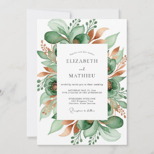 Smaragdgrüne Botanische Hochzeit Einladung