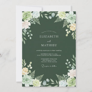 Smaragdgrüne botanische Launen Hochzeit Einladung
