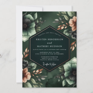 Smaragdgrüne botanische opulente Hochzeit Einladung