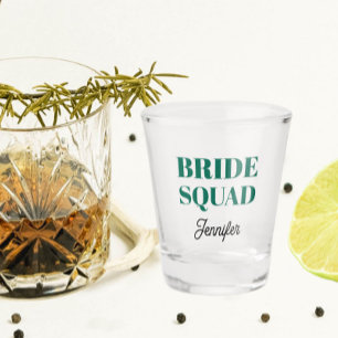 Smaragdgrüne Braut-Squad-Junggesellinnenabschiedsp Schnapsglas
