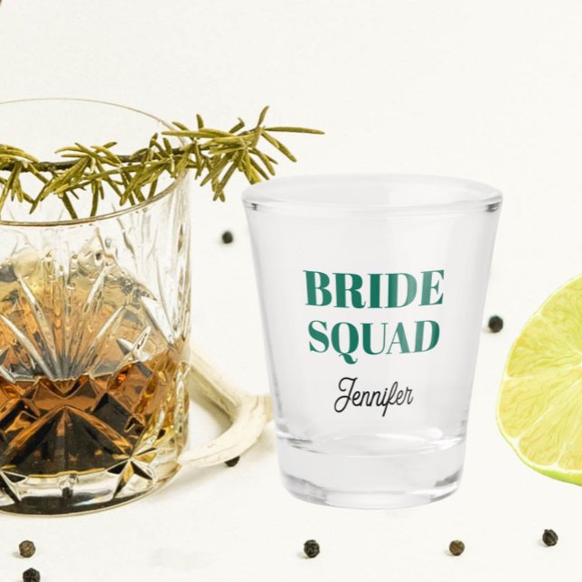 Smaragdgrüne Braut-Squad-Junggesellinnenabschiedsp Schnapsglas (In Situ)