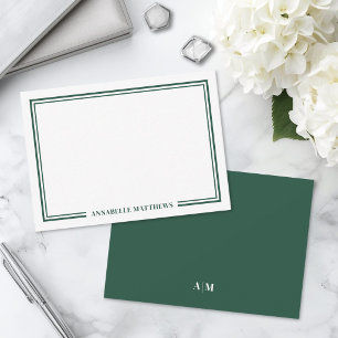 Smaragdgrüne elegante Monogramm Mitteilungskarte