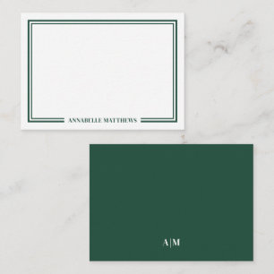 Smaragdgrüne elegante Monogramm Mitteilungskarte