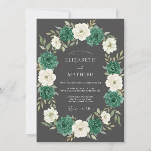 Smaragdgrüne elegante Winterhochzeit Einladung
