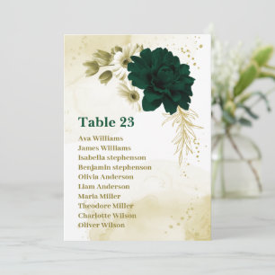 smaragdgrüne elfenbein goldene florale Sitzordnung Einladung