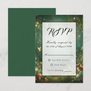Smaragdgrüne Enchanted Forest Hochzeit RSVP Karte