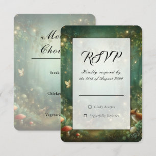 Smaragdgrüne Enchanted Forest Hochzeit RSVP Karte