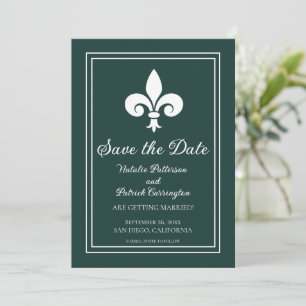 Smaragdgrüne Fleur de Lis Save-the-Date-Einladung Einladung