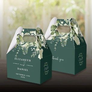 Smaragdgrüne Florale Grünmonogramm-Hochzeit Geschenkschachtel