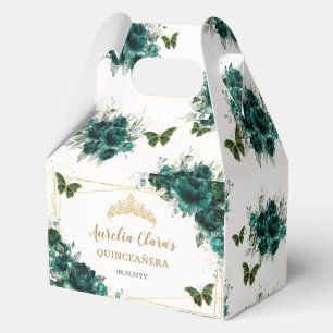 Smaragdgrüne Florale Schmetterlinge Quinceanera Gi Geschenkschachtel