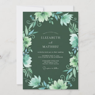 Smaragdgrüne florale whimsiwhche Hochzeit Einladung