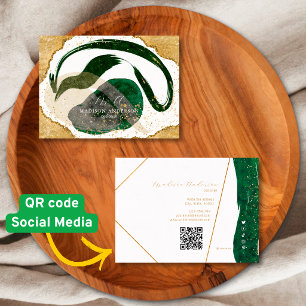 Smaragdgrüne Glitter-Website QR-Code Geschäft Visitenkarte
