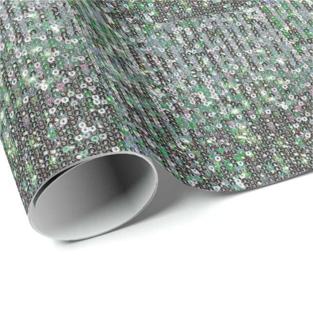 Smaragdgrüne glitzernde Glitzer-Sequenzen Geschenkpapier (Rolleneckpunkt)