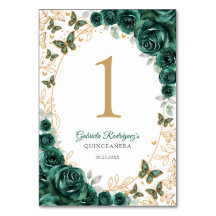 Smaragdgrüne Goldene Florale Quinceanera