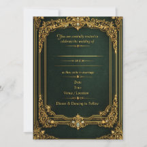 Smaragdgrüne Goldene Königliche Hochzeitseinladung