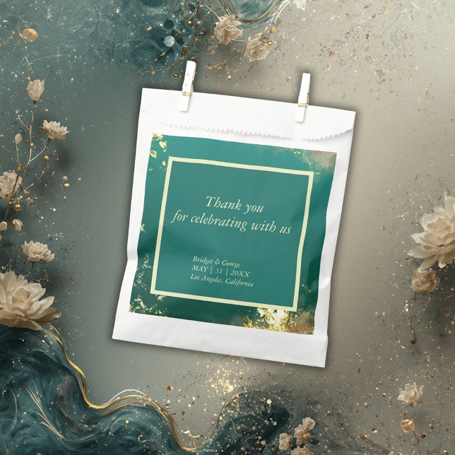 Smaragdgrüne Goldschmucktöne Hochzeit Geschenktütchen (Von Creator hochgeladen)