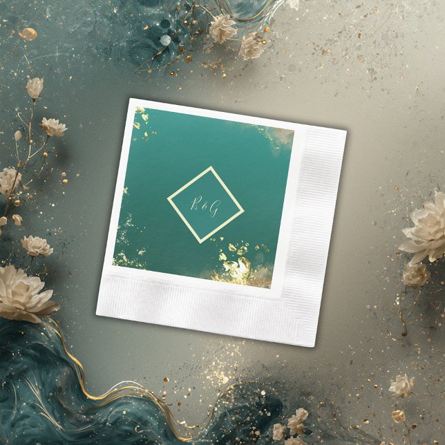 Smaragdgrüne Goldschmucktöne Hochzeit Serviette (Von Creator hochgeladen)