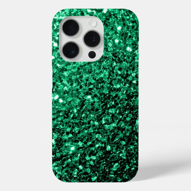 Smaragdgrüne Imitate Glitzer Glitzern Case-Mate iPhone Hülle (Rückseite)