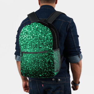 Smaragdgrüne Imitate Glitzer Glitzern und Schwarz Bedruckter Rucksack