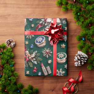 Smaragdgrüne Juwel-Kosmetik Weihnachten Geschenkpapier