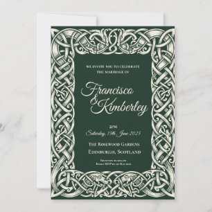 Smaragdgrüne keltische Knoten-Hochzeitseinladung Einladung