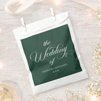 Smaragdgrüne klassisch elegante Skript-Hochzeit Geschenktütchen