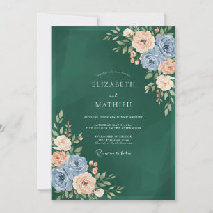 Smaragdgrüne königliche botanische Hochzeit Einladung