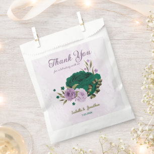 smaragdgrüne lila Blumen Hochzeit Geschenktütchen