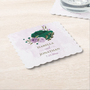smaragdgrüne lila Blumen Hochzeit Untersetzer