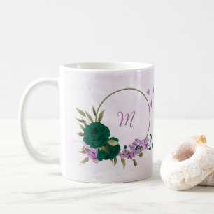 smaragdgrüne lila Blumen  Kaffeetasse