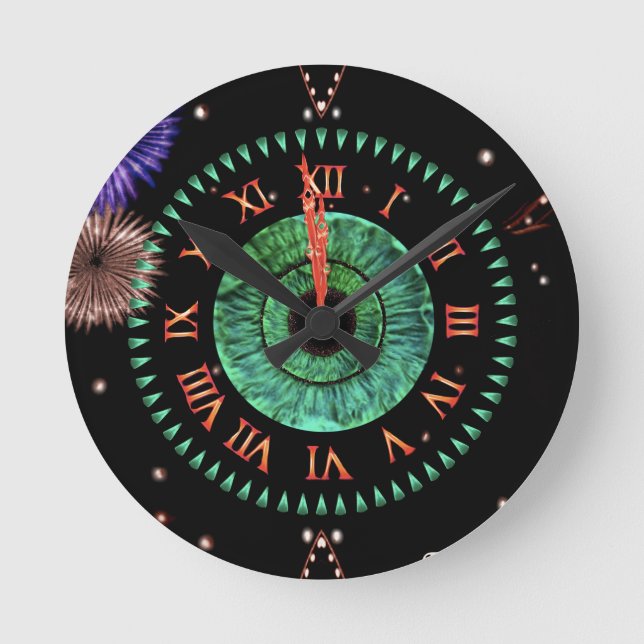 Smaragdgrüne Mitternachtsuhr Runde Wanduhr (Vorderseite)