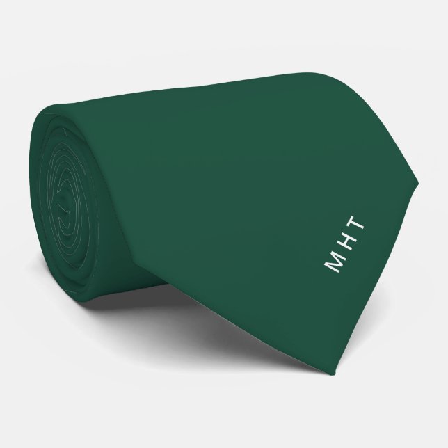 Smaragdgrüne moderne Initialen minimalistisches Mo Krawatte (Gerollt)