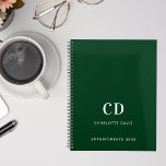 Smaragdgrüne Monogramm-Initialen 2025 Planer<br><div class="desc">Grün und weißer Text. Personalisieren und fügen Sie Ihre Monogramm-Initialen,  den Namen und ein Titeljahr.</div>