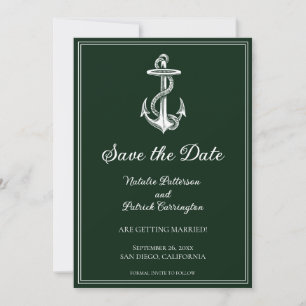 Smaragdgrüne nautische Anker Save-the-Date-Einladu Einladung