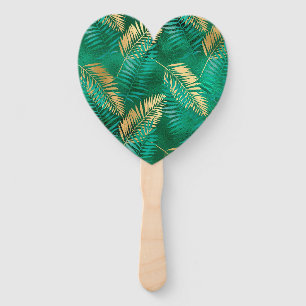 Smaragdgrüne Palmwedel Helle Goldene Dschungel Fächer