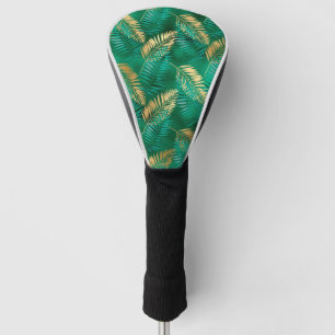 Smaragdgrüne Palmwedel Helle Goldene Dschungel Golf Headcover