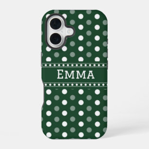 Smaragdgrüne Polka-Punkte iPhone 16 Hülle