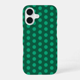 Smaragdgrüne Polka-Punkte iPhone 16 Hülle
