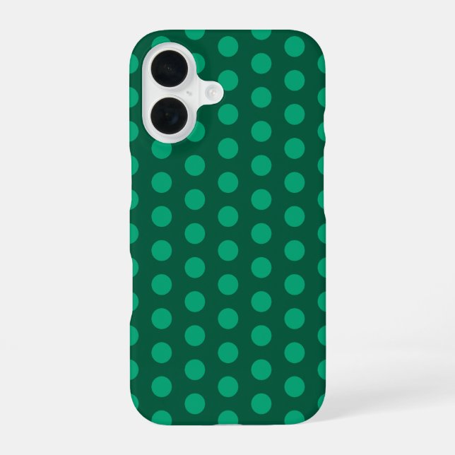 Smaragdgrüne Polka-Punkte iPhone 16 Hülle (Rückseite)