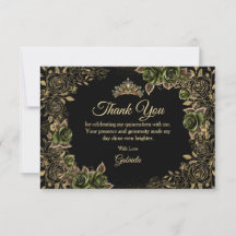 Smaragdgrüne Quinceañera Goldene Tiara Rosen