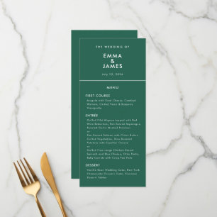 Smaragdgrüne Reverse-Et-Zeichen-Hochzeit   Elegant Menükarte