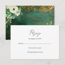 Smaragdgrüne romantische florale Hochzeits-RSVP-Ka