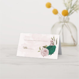 smaragdgrüne rosa Blume botanische Hochzeit Platzkarte