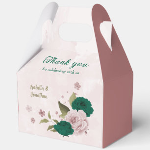 smaragdgrüne rosa Blumen Hochzeit Geschenkschachtel