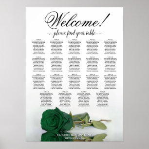 Smaragdgrüne Rose 19 Tisch Hochzeit Sitzordnung Poster