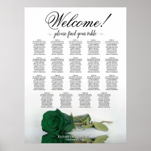 Smaragdgrüne Rose 19-Tisch-Hochzeits-Sitzplan Poster