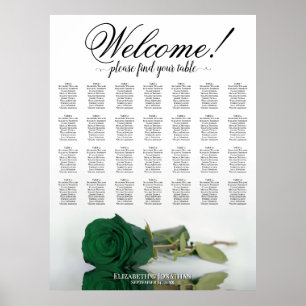 Smaragdgrüne Rose 28-Tisch-Hochzeits-Sitzplan Poster