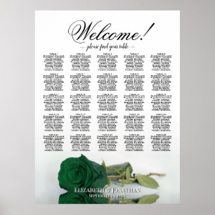 Smaragdgrüne Rose Elegant 25-Tisch-Sitzplan Poster
