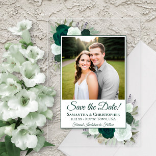 Smaragdgrüne Rosen Hochzeit Save the Date Foto Acryleinladungen