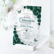 Smaragdgrüne silberne Blumen-Quinceanera